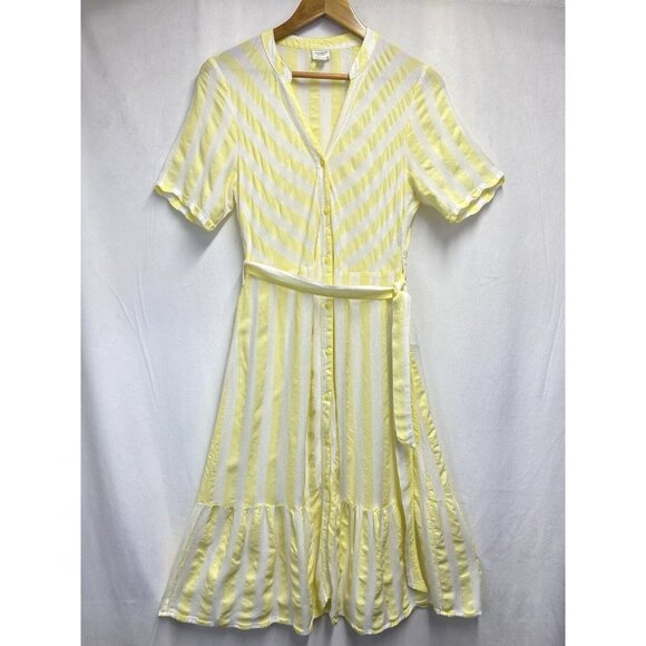 Jacqueline de Yong Dresses & Skirts - JACQUELINE DE YONG Split Crew Button-Up Belted Tiered Shirt Dress Women Size 38